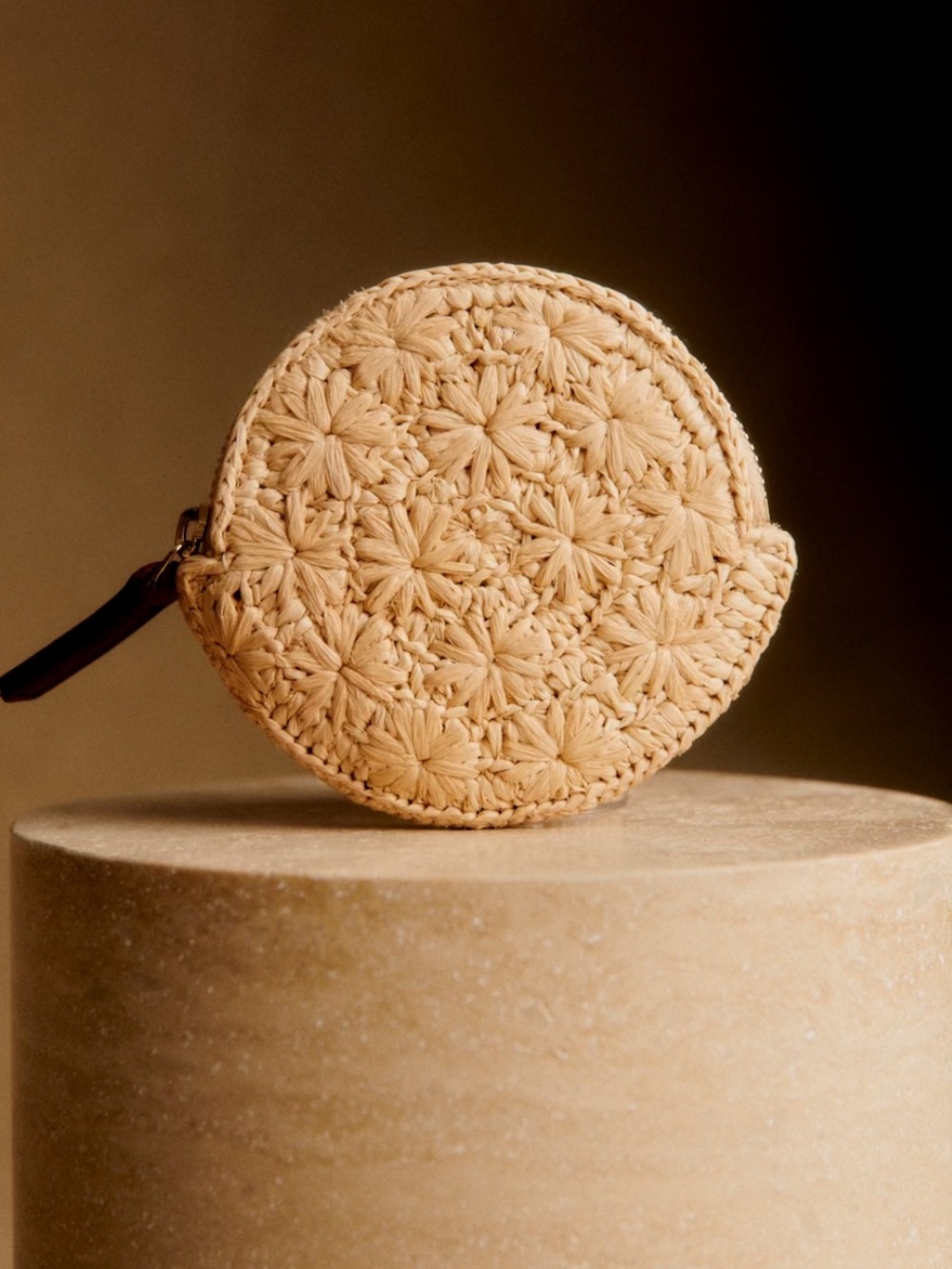 Sézane Natural Woven Round Cosmetic Pouch